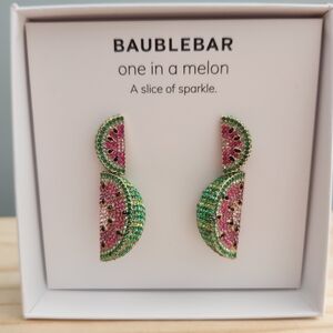 BaubleBar One In A Melon Slice of Sparkle Watermelon Fruit Earrings - NWOT